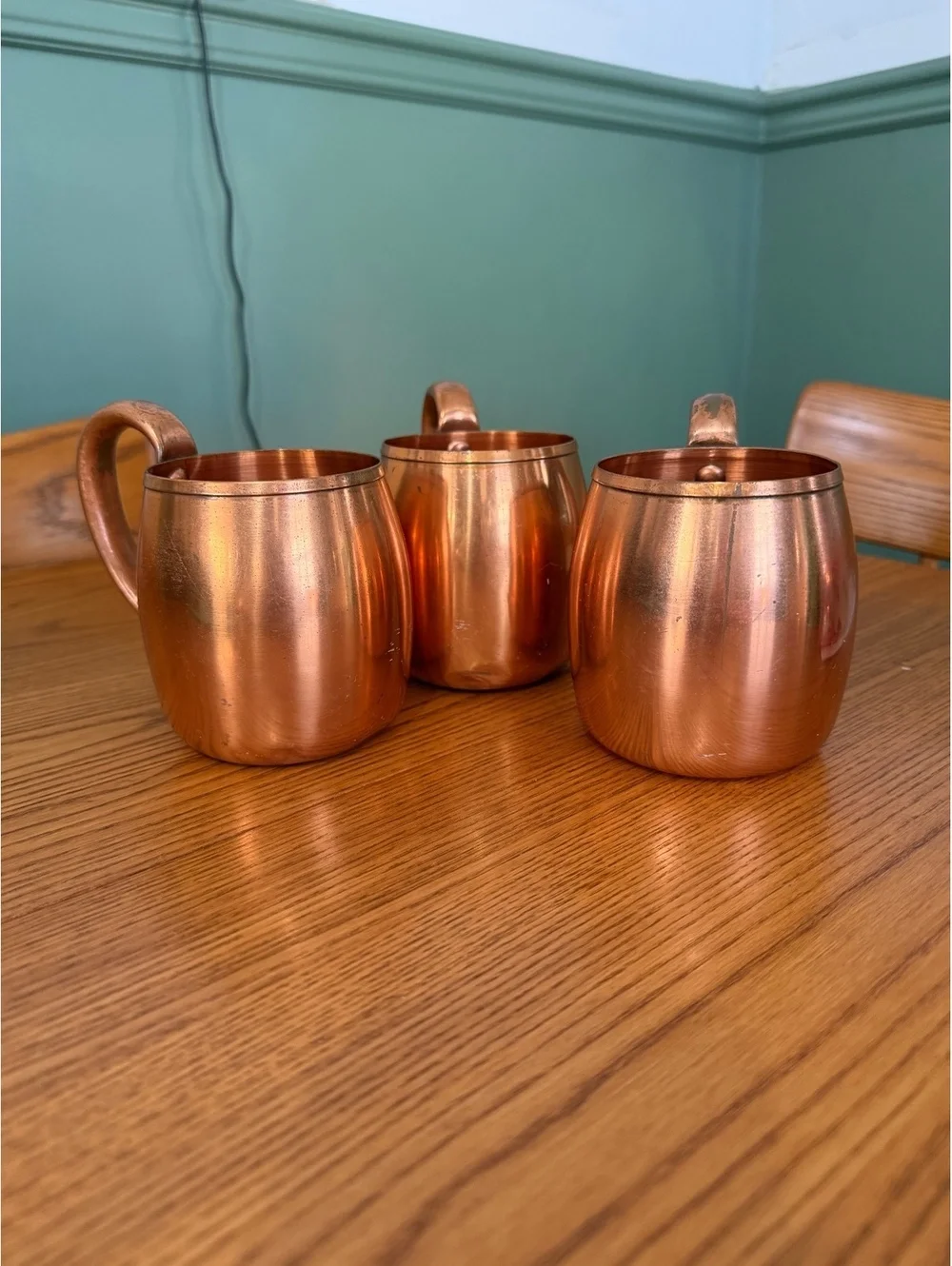 Vintage solid copper Moscow mule mugs - set of three (3)